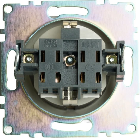 Розетка с заземлением и шторками (графит) Stekker Катрин 49423