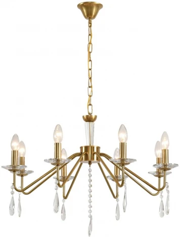Подвесная люстра Lumion Suana 8319/8 шампань/прозрачный, металл/хрусталь E14 8*40W 220V (на цепи, подсвечник, свеча)