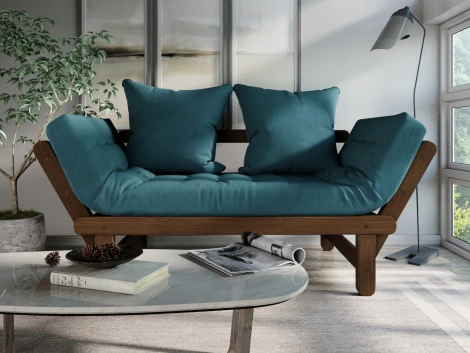 Кушетка Arsko Сламбер орех голубой велюр