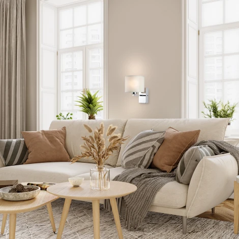 Бра Escada Hotel 550/1A 1x60Вт E27, металл/ткань, хром/белый (220V)