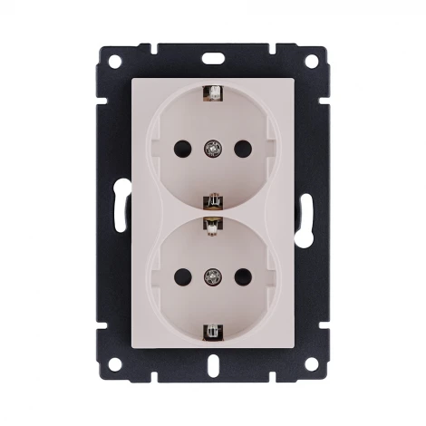 Розетка штепсельная SCHUKO двойная 16A/250 В кашемир матовый Kollinger REA-032CM для Aspekt, Eleganz, Reflex