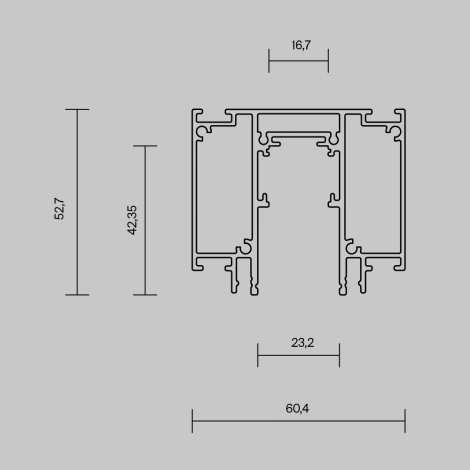 Шинопровод магнитный встраиваемый для натяжного потолка Maytoni Busbar trunkings Exility TRX034D-422B (48V)