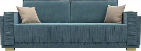 Диван прямой Лига-044 (Бирюзовый,Бежевый/Велюр) Лига Диванов арт.122251
