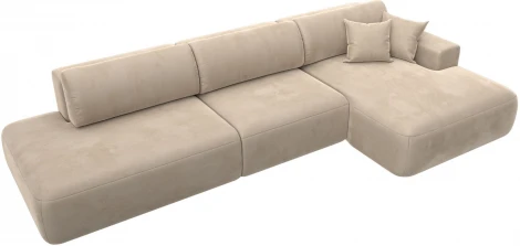 Диван угловой Лига-036 НПБ Модерн Лонг правый угол (Бежевый/Велюр) Лига Диванов арт.121424