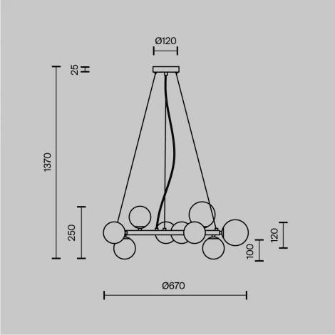 Подвесной светильник Maytoni Dallas MOD545PL-11G (220V, на тросе, шарики, кольцо, молекулы)