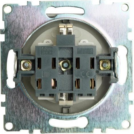 Розетка с заземлением защитной крышкой и шторками (графит) Stekker Катрин 49424