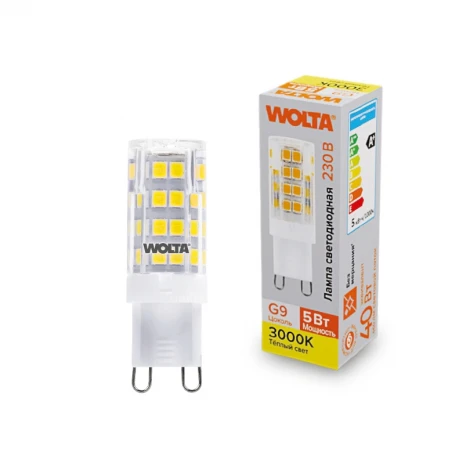 Светодиодная лампа 5Вт 3000K G9 Wolta WSTD-JCD-5W3KG9-C