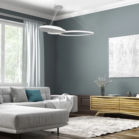 Подвесной светодиодный светильник Escada Index 10290/3LED 88Вт, металл/силикон, белый (регулировка яркости, 220V, пульт управления, на тросе)