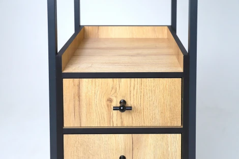 Стеллаж Берген-3, Дуб крафт золотой/Черный, Ивару