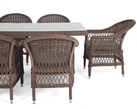 Обеденная группа из искусственного ротанга на 6 персоны, цвет коричневый 4SIS Амароне AmC6T-7-SET brown