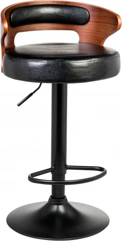 Стул барный DOBRIN FRED BLACK (коричневое дерево, чёрный) 1018_BlackBase-LMZ BLACK, цвет сиденья черный, каркаса коричневое основания черный