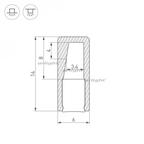 Профиль с экраном ALU-NANO-6-2000 ANOD+SILICONE (Алюминий) 021940 Arlight