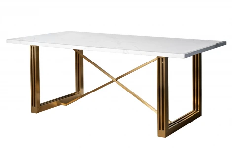30F-14780 Стол обеденный белый / браш.золото 200*100*76см Garda Decor