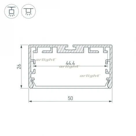 Профиль PLS-LOCK-W50-SMT-2000 ANOD (Алюминий) 033772 Arlight