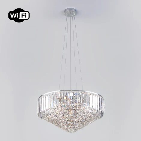 Подвесная люстра Eurosvet Torreta 10121/9 хром/прозрачный хрусталь Strotskis Smart (10105/9)