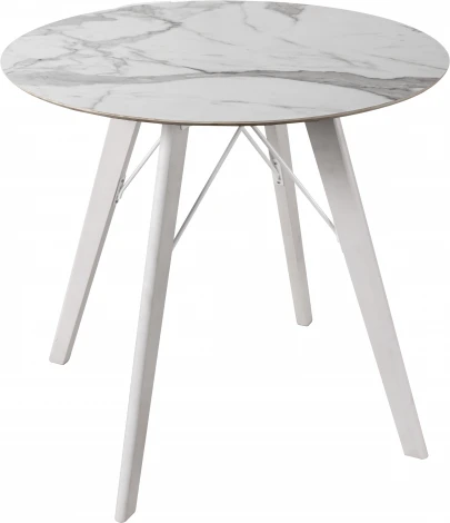 Стол обеденный обеденный JET CERAMIC круглый d-80 (Дерево бук, Выбеленное)