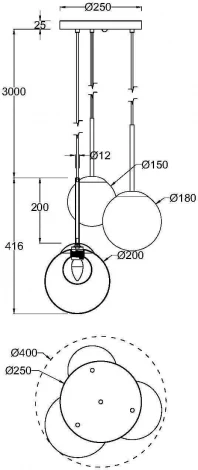 Подвесной светильник Maytoni Basic form MOD521PL-03G (220V, на проводе, шар)