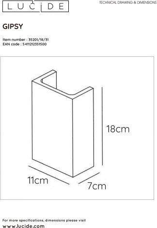 Настенный светильник Lucide Gipsy 35201/18/31 (220V)