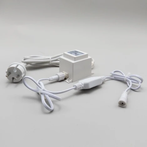 Трансформатор 30W с выпрямителем для Нитей 24В, до 600 LED, провод белый каучук, IP65 Laitcom PTR30-3A-W