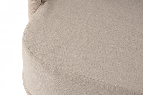 "Верона" диван 3-местный плетеный из роупа, каркас алюминий белый муар, роуп бежевый круглый, ткань бежевая 15052 4SIS арт.УТ-00010334