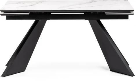 Керамический стол Woodville Ливи 140х80х78 белый мрамор / черный 532400