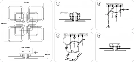 Потолочная люстра светодиодная на штанге с пультом Ambrella ACRYLICA FA8950 (регулировка яркости, 220V)