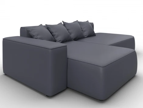 Диван угловой Лига-065 угол левый (ДСП/Пластик/Экокожа/Серый) Лига Диванов 129805L