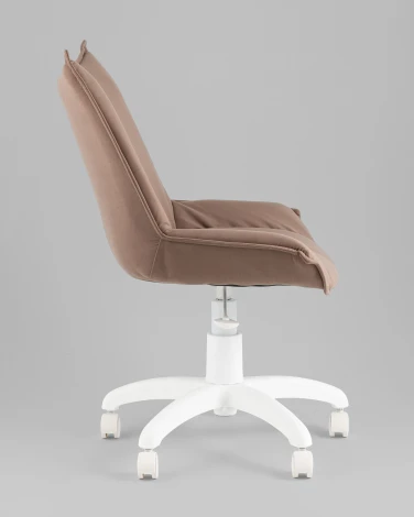 Кресло офисное Осло велюр мокка, пластик белый TopChairs УТ000043458