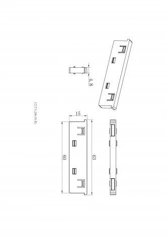 Соединитель питания для магнитного шинопровода линейный Crystal Lux UX5 CLT 0.206 03 BL