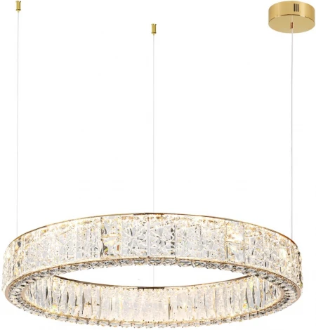 Подвесной светильник Odeon Light Version 5071/100L золото/прозрачный/металл/хрусталь/стекло LED 100W 3700K (220V, на тросе, кольцо)