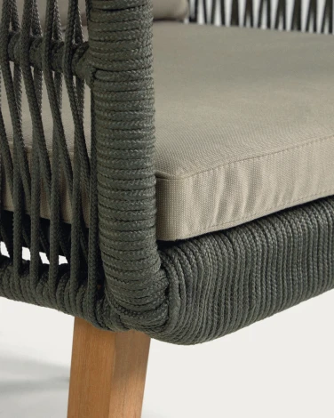 Диван уличный La Forma (ex Julia Grup) Inti (Зеленый,Бежевый/ Дерево,Акация,Полиэтилен,Алюминий,Веревка,Пена)