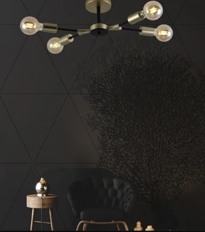 Потолочная люстра на штанге Seven Fires Evlina SF3370/4C-GD-BK