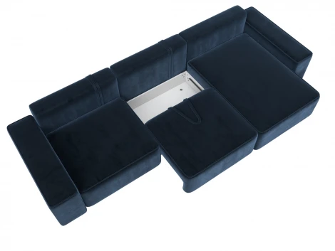 Диван угловой Лига-074 угол универсальный (ДСП/Пластик/Велюр/Синий) Лига Диванов 129868