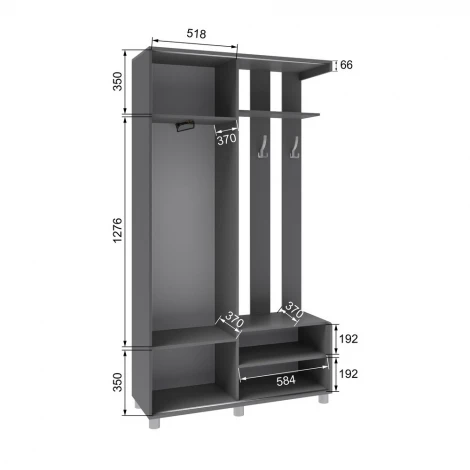 Прихожая ТЭКС Ларго-2, Графит серый
