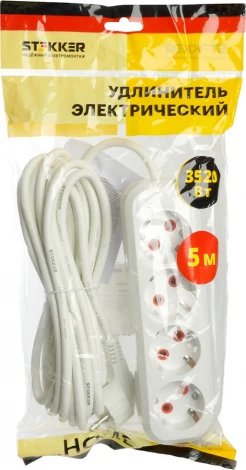 Удлинитель 4-х местный 5 метров с заземлением Stekker Home 49352
