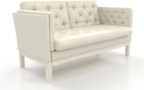 Диван Arsko Айверс М беленый дуб белый кожзам