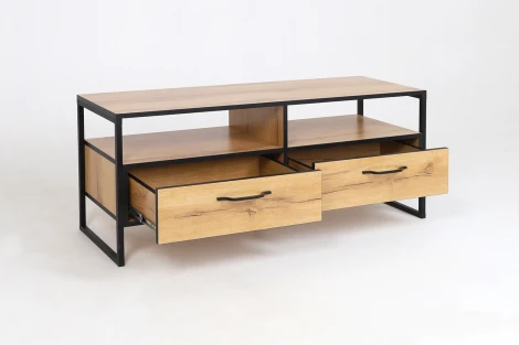 Тумба ТВ Ивару ВИРТОН-11, Дуб Крафт Золотой / Черный