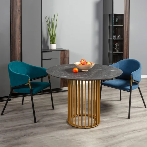 Стол обеденный Patrik  New д.110 Мрамор Графит /Золото R-Home арт.4103116h
