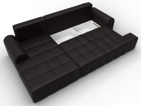 Диван угловой Лига-080 угол левый (ДСП/Пластик/Экокожа/Коричневый) Лига Диванов 134752L