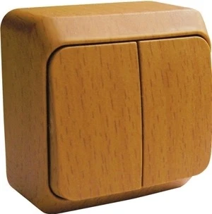 Выключатель накладной двухклавишный (бук) Systeme Electric BA10-002T