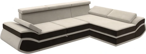 Диван угловой Лига-032 правый угол (Бежевый,Коричневый/Микровельвет) Лига Диванов арт.121650