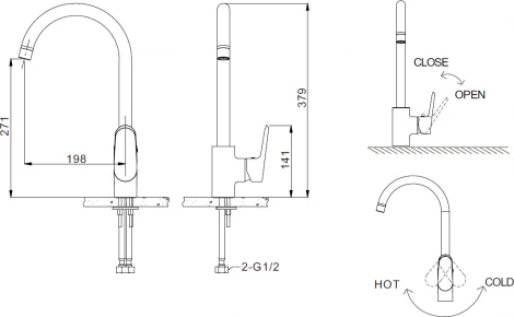 Смеситель Bravat Pure F7105161C для кухонной мойки