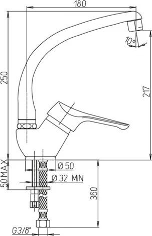 Смеситель Paini Dilos 76CR571KM для кухонной мойки