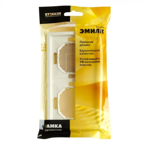 Рамка на 2 поста (белый фарфор, soft touch) Stekker Эмили 49885
