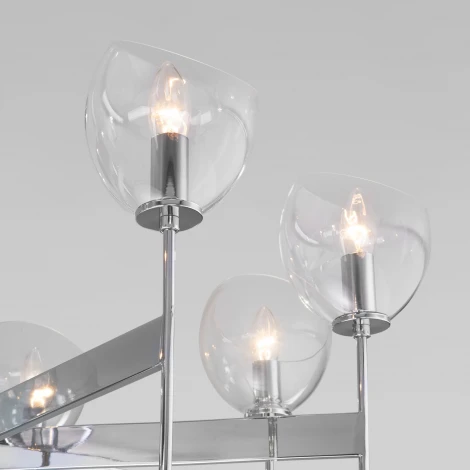 Потолочная люстра на штанге Arrista 60130/8 Eurosvet хром Smart (220V, управление смартфоном, голосовое управление, умный дом - Minimir Home, Алиса, Маруся, Салют)