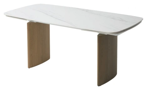 Стол КАЛВИН (CALVIN) 180 цвет КАРРАРА (SEMI-POLISHED SNOW CARRARA SOLID CERAMIC / СЕРЫЙ ДУБ, ®DISAUR M-City 64671