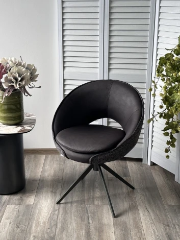 Стул ANABEL 360 град. поворот Черный  Maison 99# / OTE COBBLE 457 / серый каркас, ®DISAUR (арт.621M05764)