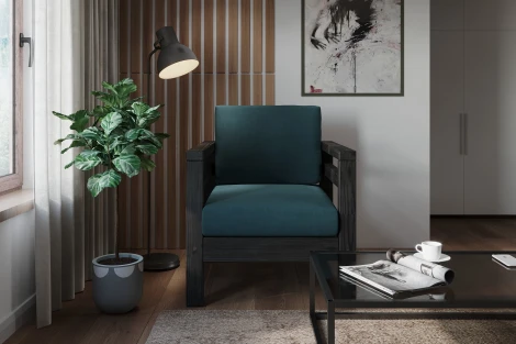 Кресло Arsko Домино венге велюр голубой