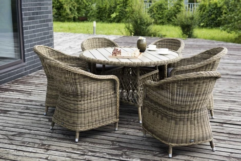 Плетеное кресло из искусственного ротанга, цвет соломенный с серой подушкой 4SIS Равенна YH-C1103W