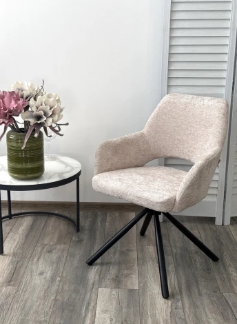 Стул M-City NURI 180 град. поворот. 3018-10 бежевый, шенилл/ черный каркас